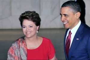 Dilma e Obama durante visita do presidente norte-americano ao Palácio Itamaraty, em 2011 (Renato Araújo/ABr)