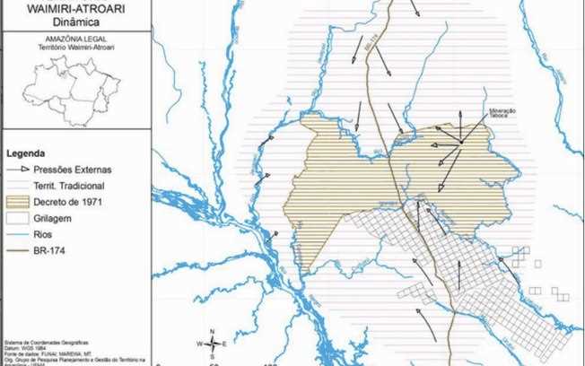Grupo Planejamento e Gestão do Território na Amazônia – UFAM  Mapa dos limites da Terra Indígena decretada por Médici em julho de 1971 e área grilada em favor de empresários