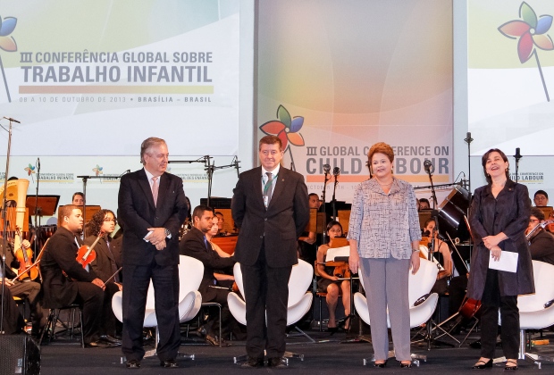 Presidenta Dilma Rousseff durante cerimônia de abertura da III Conferência Global sobre Trabalho Infantil