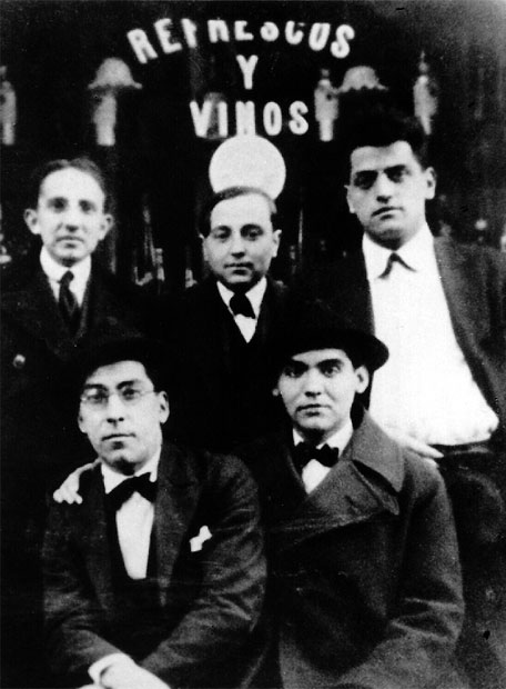 Benjamín Jarnés, Humberto Pérez de la Ossa, Luis Buñuel, Rafael Barradas e García Lorca, em Madri, 1923