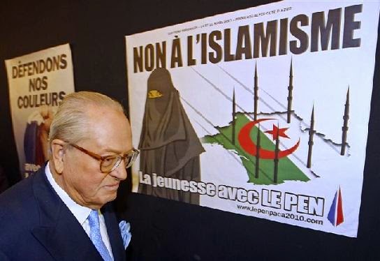 Jean-Marie Le Pen e a Frente Nacional em 2010 em campanha antiislâmica