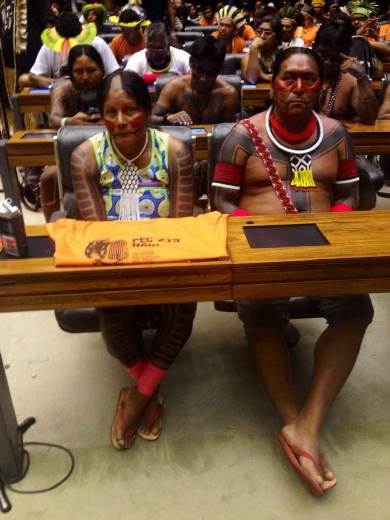 No Congresso Nacional. Foto: Isabel Harari / Mobilização Nacional Indígena.  16/04/2015 
