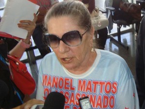 Mãe de Manoel Mattos, Nair Ávila, se diz confiante na condenação, após federalização do caso. Foto: Jhonathan Oliveira/G1