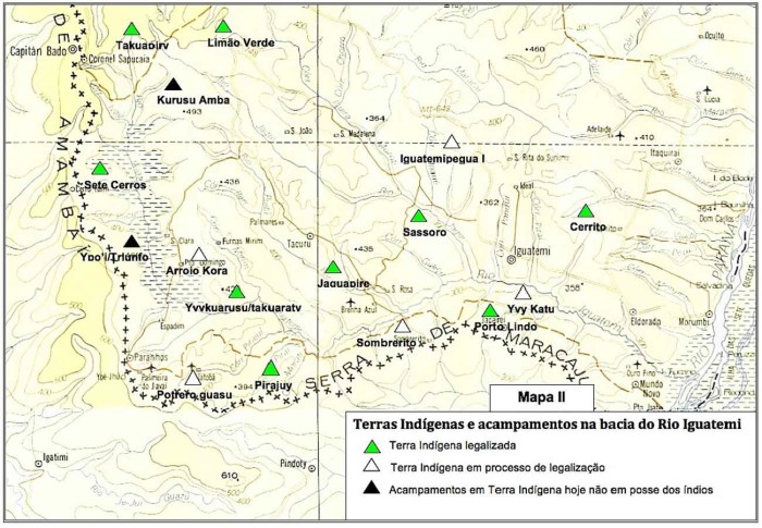 Mapa da área de Kurusu Ambá. Fonte: Tonico Benites, 2014