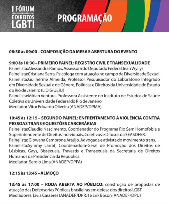 I forum lgbt programacao