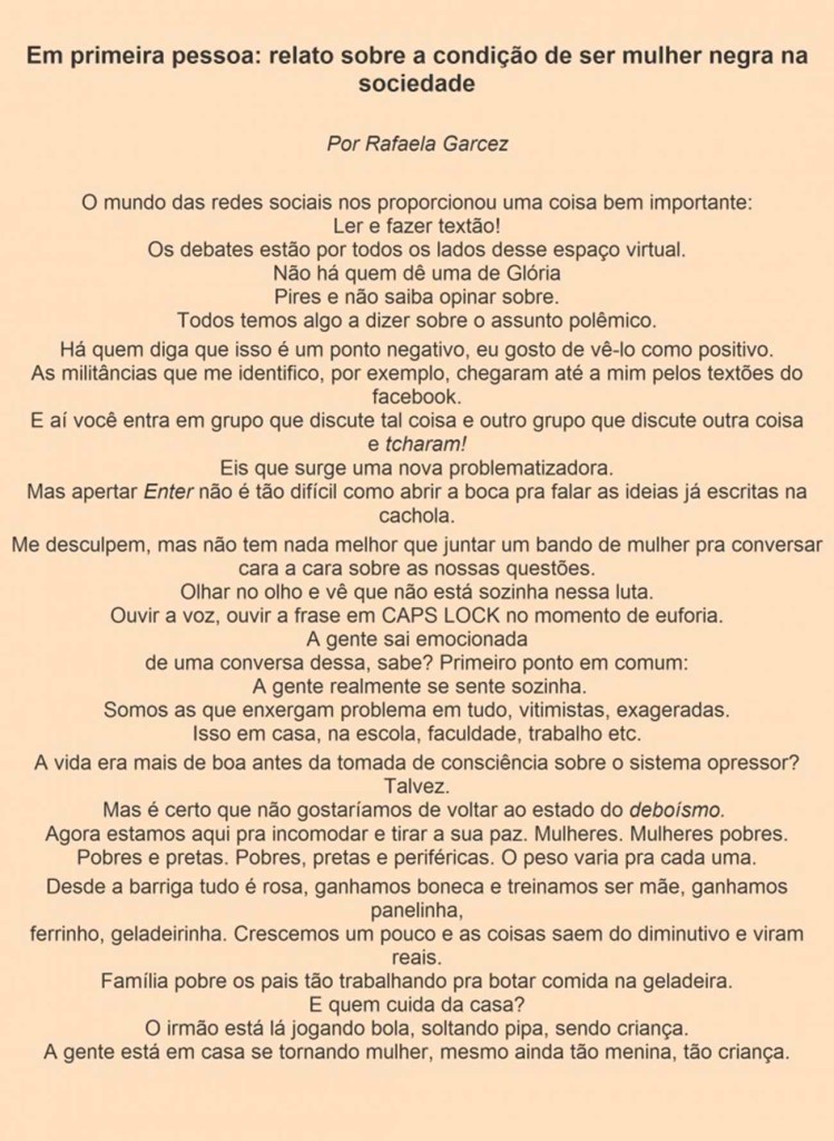 texto mulher negra sociedade