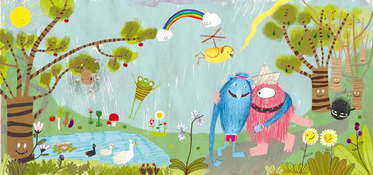 Ilustração do livro infantil Monstro rosa, de Olga de Díos. Próxima autora do selo infantil da Boitempo, o Boitatá!