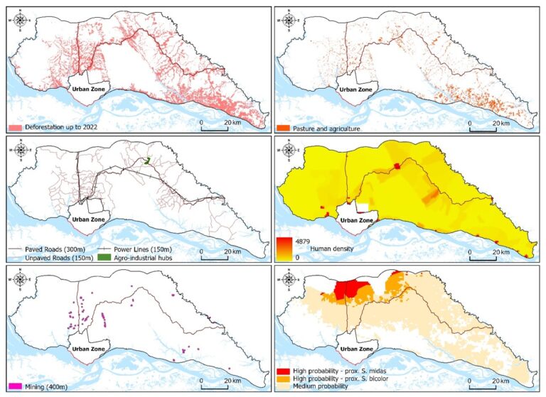 Figura 4. Distribuição espacial das principais ameaças que constituem a superfície de custos.